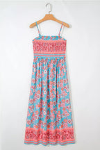 Bohemian Ethnic Print Spaghetti Straps Vacation Maxi Dress