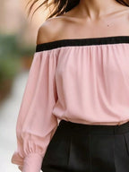 Off Shoulder Lantern Sleeve Blouse