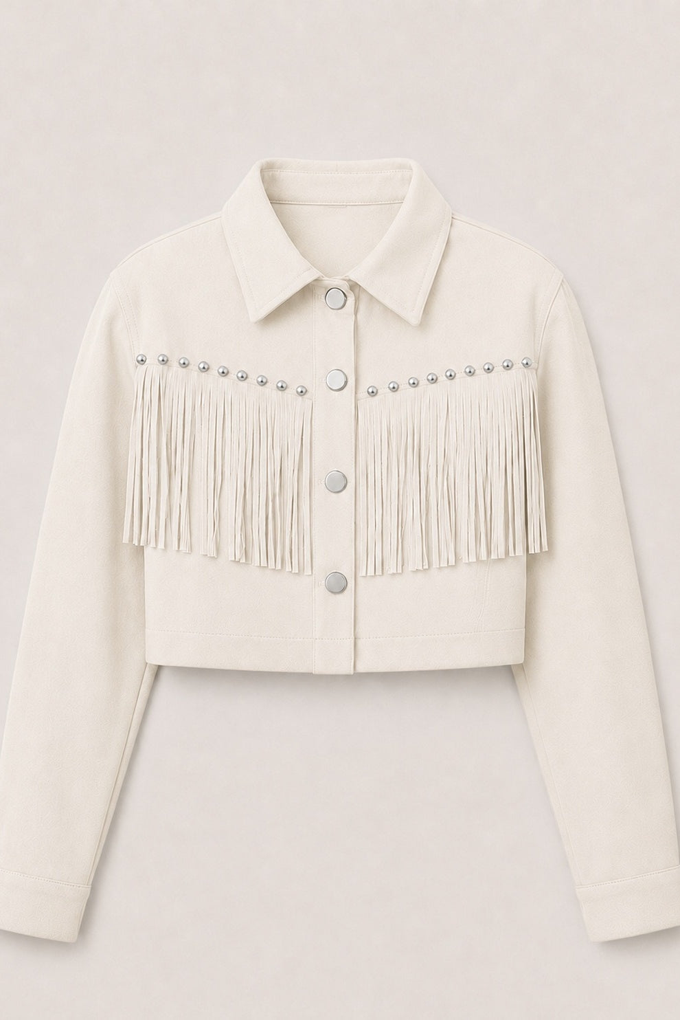 Cropped Denim Jacket With Fringe