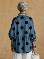 Relaxed-fit Casual Polka-dot Denim Shirt