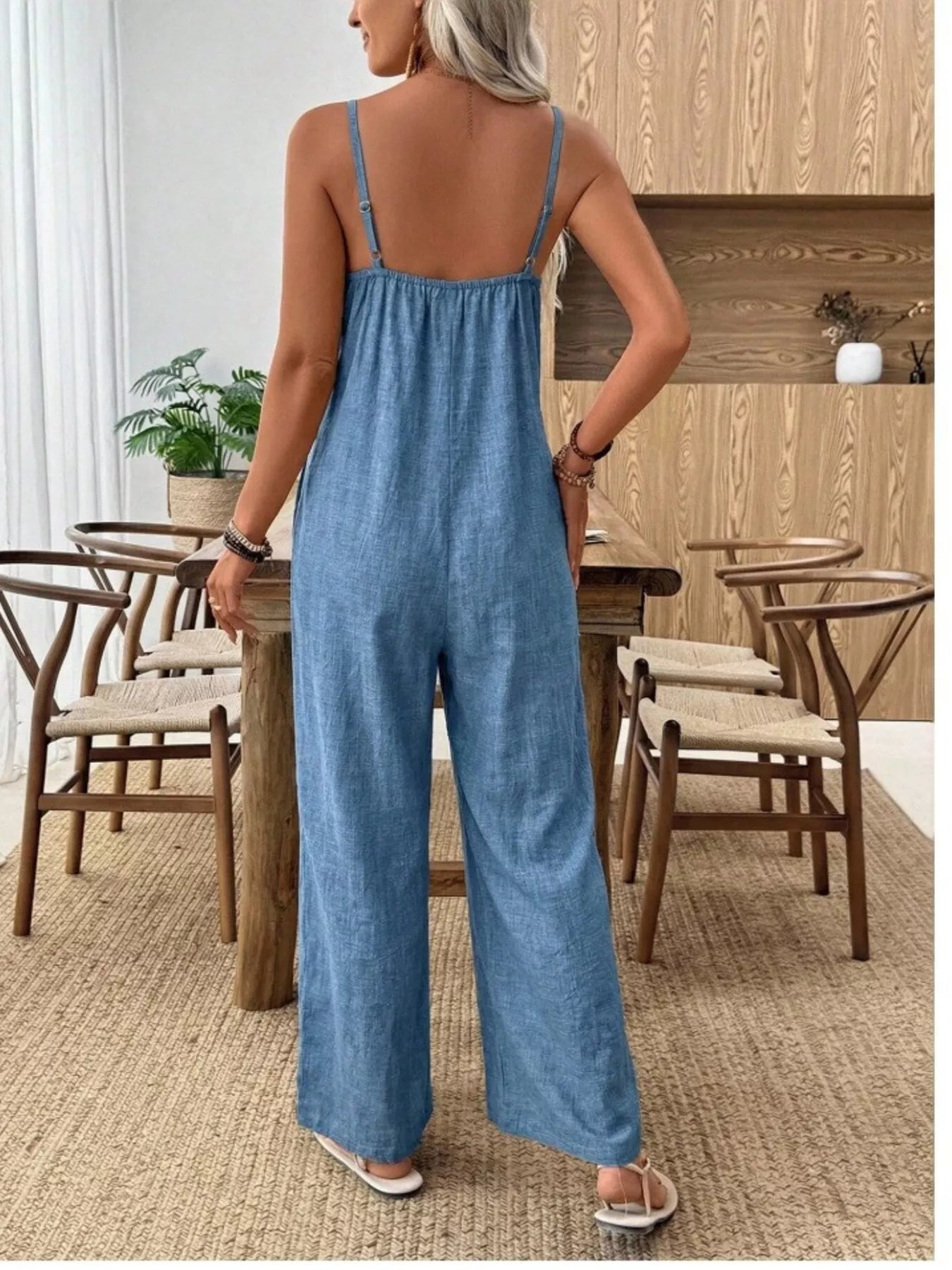 Spaghetti Strap Wide Leg Jumpsuit