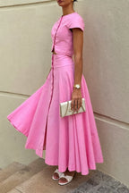 Sofia Button-Front Midi Skirt Set