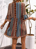 Printed V-Neck A-Line Dress