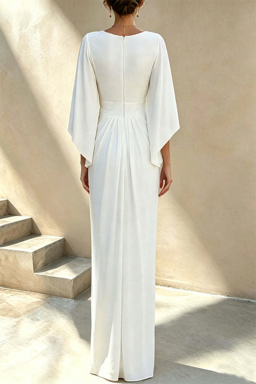 Aurelia Plunging V-Neck Draped Maxi Dress