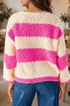 Stripe Striped Colorblock Texture Drop Shoulder Sweater
