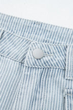 Striped Wide-Leg Cropped Jeans