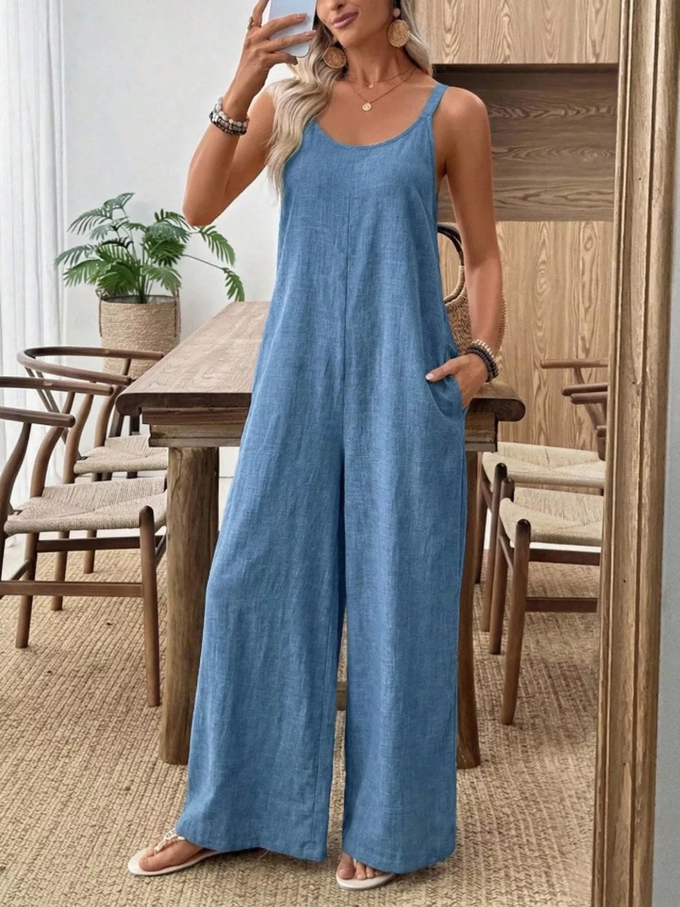 Spaghetti Strap Wide Leg Jumpsuit