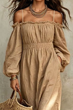 Spaghetti Strap Balloon Sleeve Dress