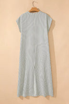 Striped Ruffle Button Front Maxi Dress