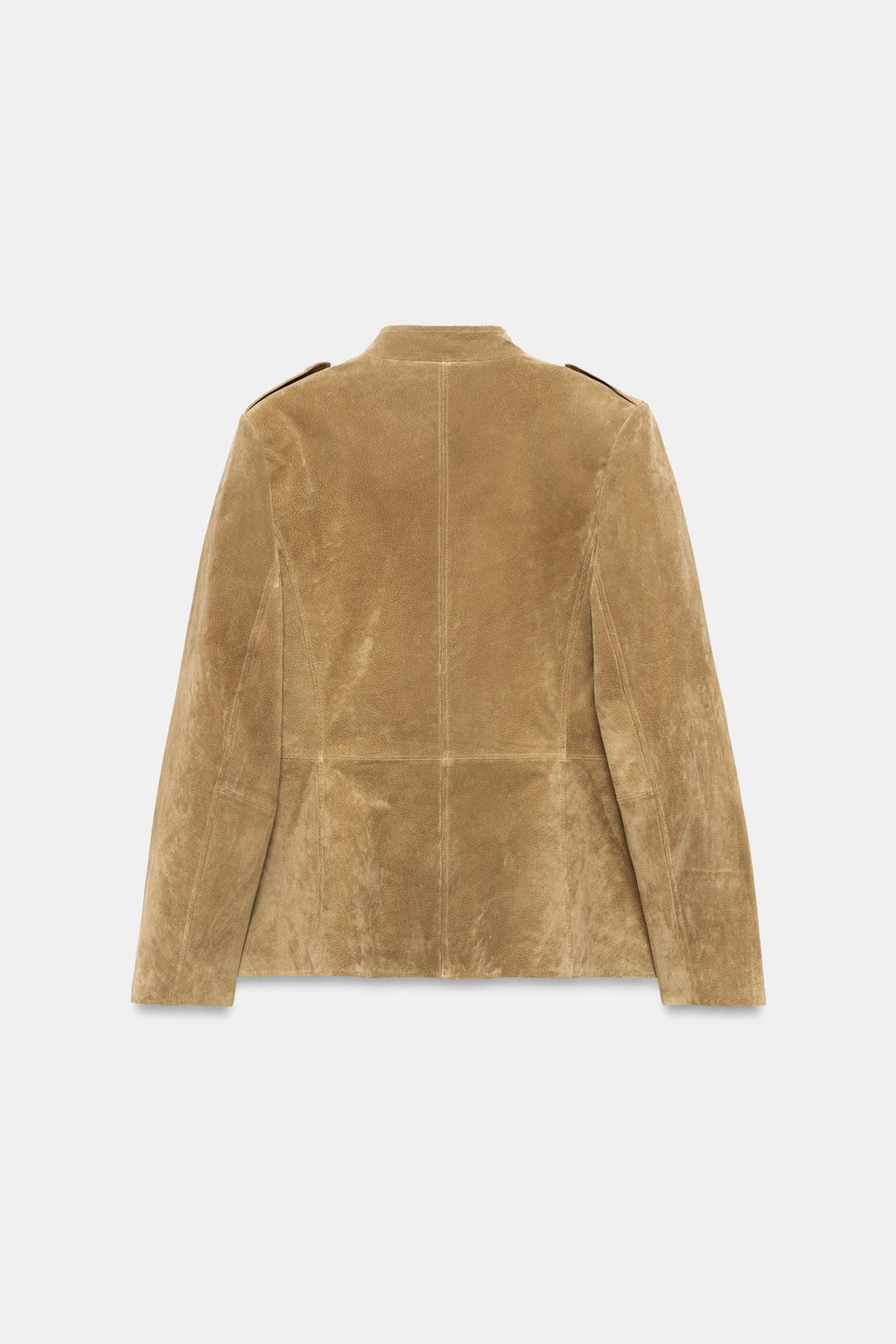 Khaki Stand‐Collared Utility Jacket