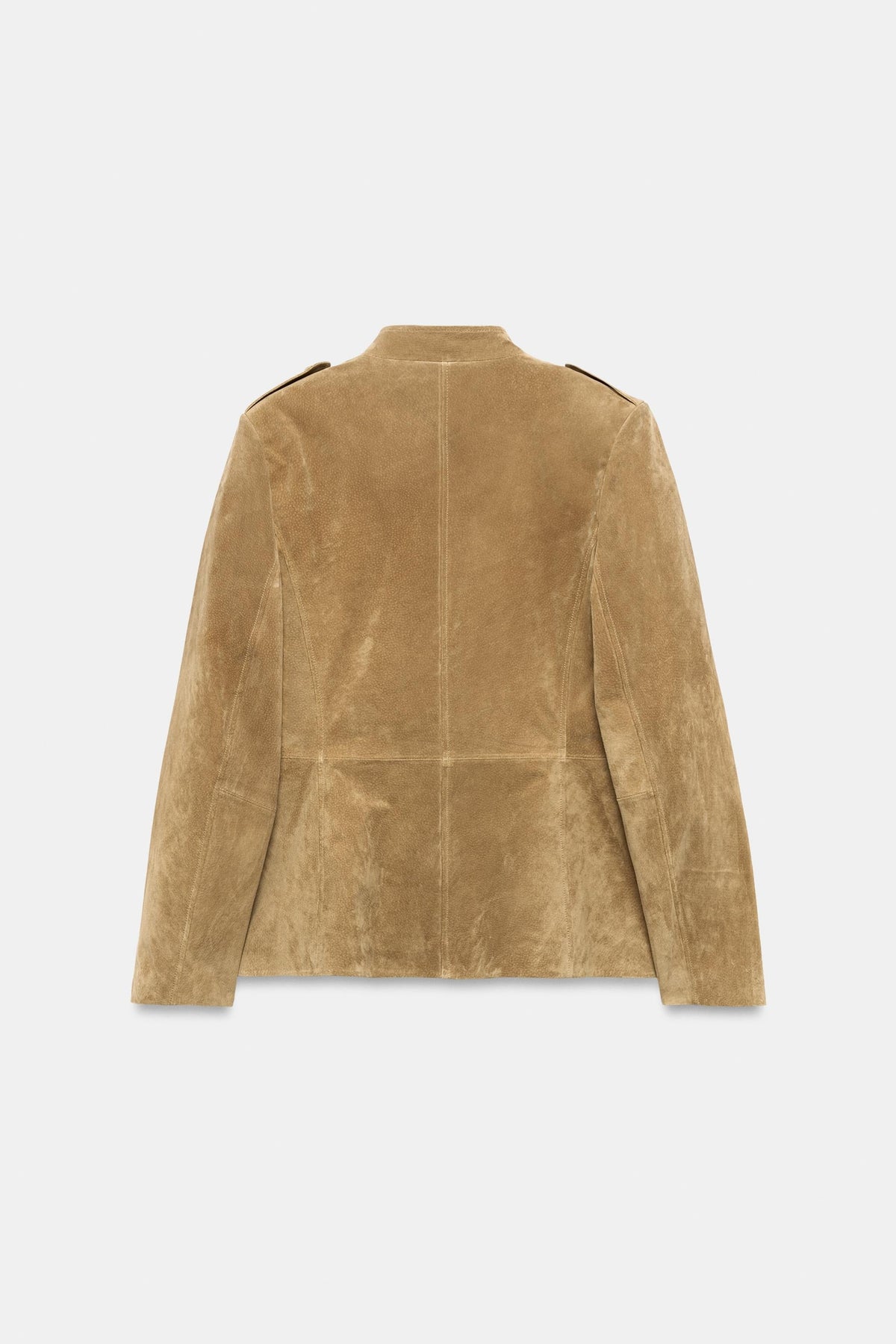 Khaki Stand‐Collared Utility Jacket