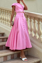 Sofia Button-Front Midi Skirt Set
