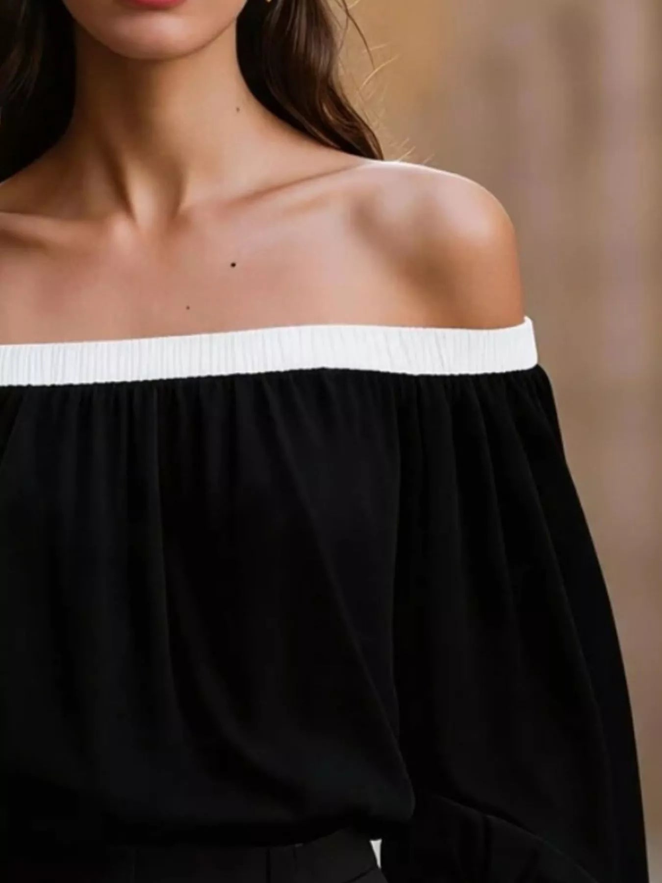Off Shoulder Lantern Sleeve Blouse