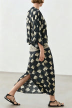 Nomad Diamond Print Kaftan Maxi Dress