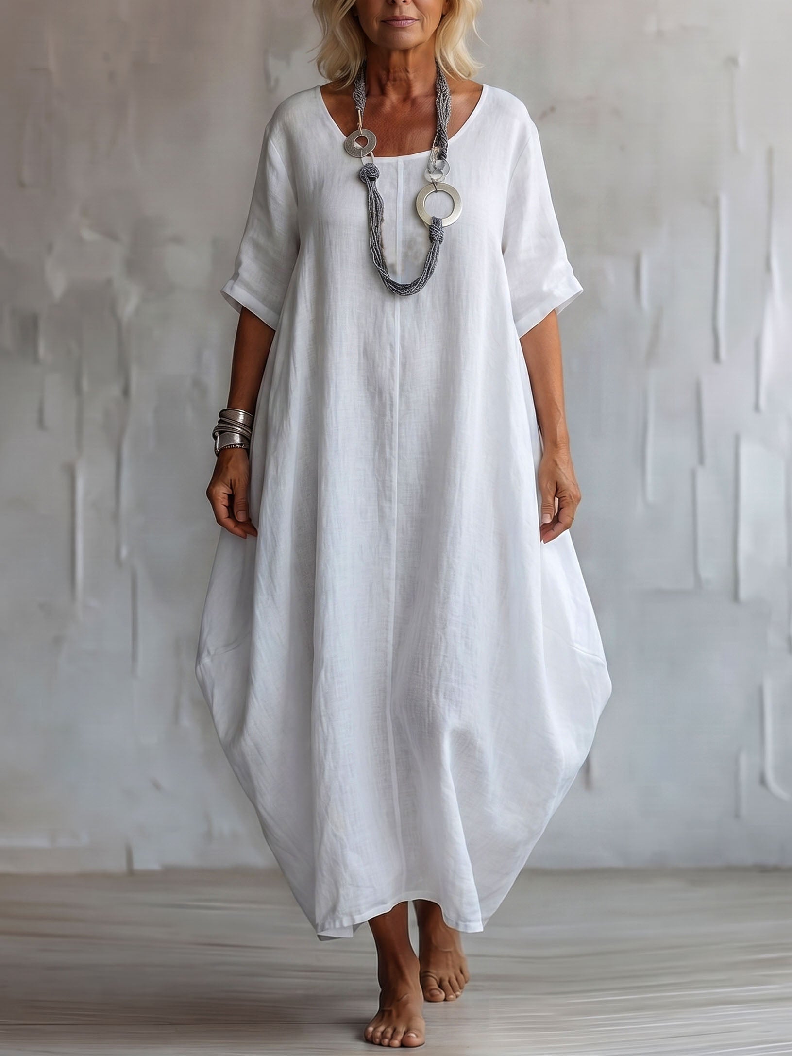 Bohemian Silhouette Design Two-way Cotton-linen Dress