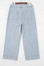 Striped Wide-Leg Cropped Jeans