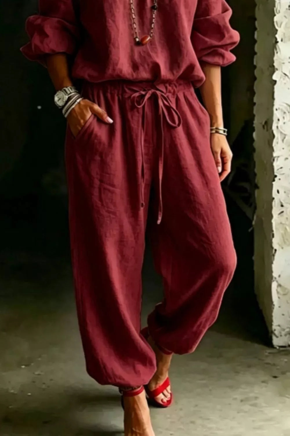 Full Size Off-Shoulder Top and Pants Set Plus Size