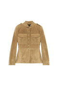 Khaki Stand‐Collared Utility Jacket