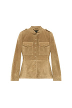 Khaki Stand‐Collared Utility Jacket
