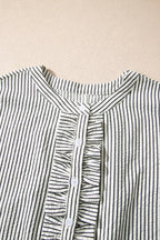 Striped Ruffle Button Front Maxi Dress