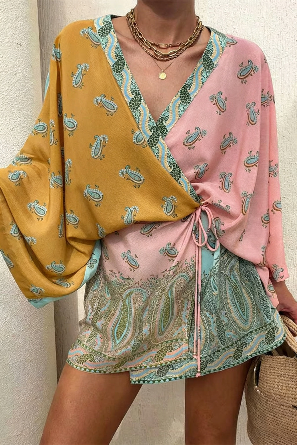 Gypsy Soul Paisley Wrap-Style Mini Beach Tunic & Dress