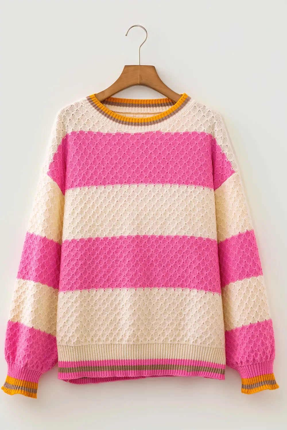 Stripe Striped Colorblock Texture Drop Shoulder Sweater