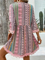Printed V-Neck A-Line Dress