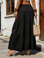 Tiered Maxi Skirt with Drawstring Waist