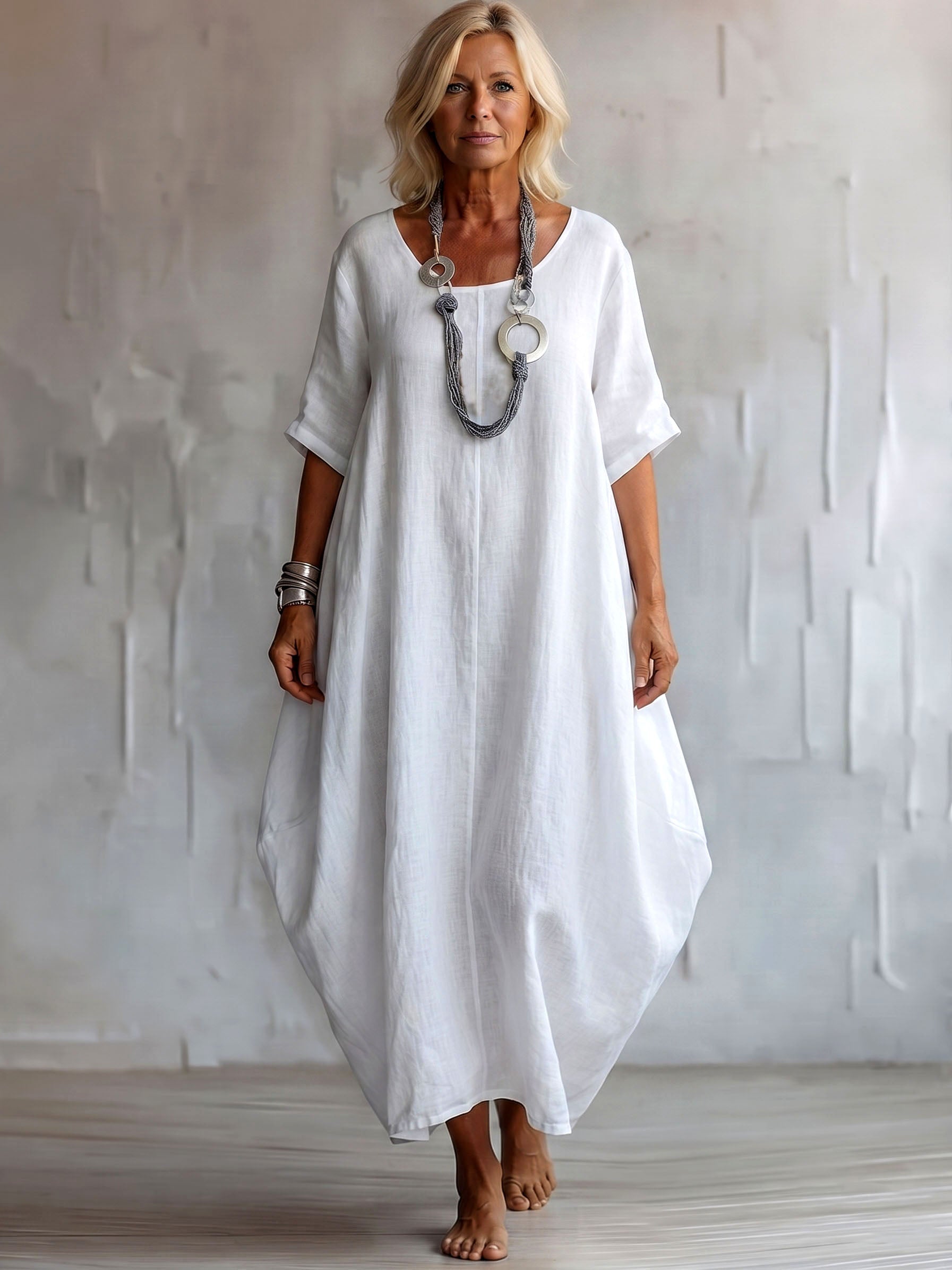 Bohemian Silhouette Design Two-way Cotton-linen Dress