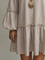 Full Size Striped Balloon Sleeve Mini Dress Plus Size