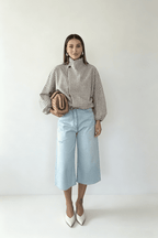 Plaid Asymmetric Button Loose Jacket