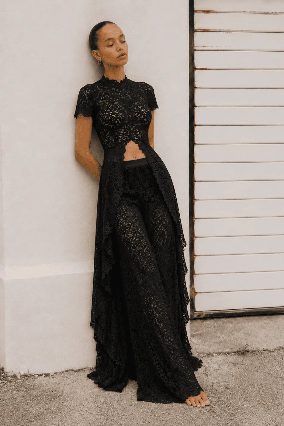 Sheer Cropped Lace Top