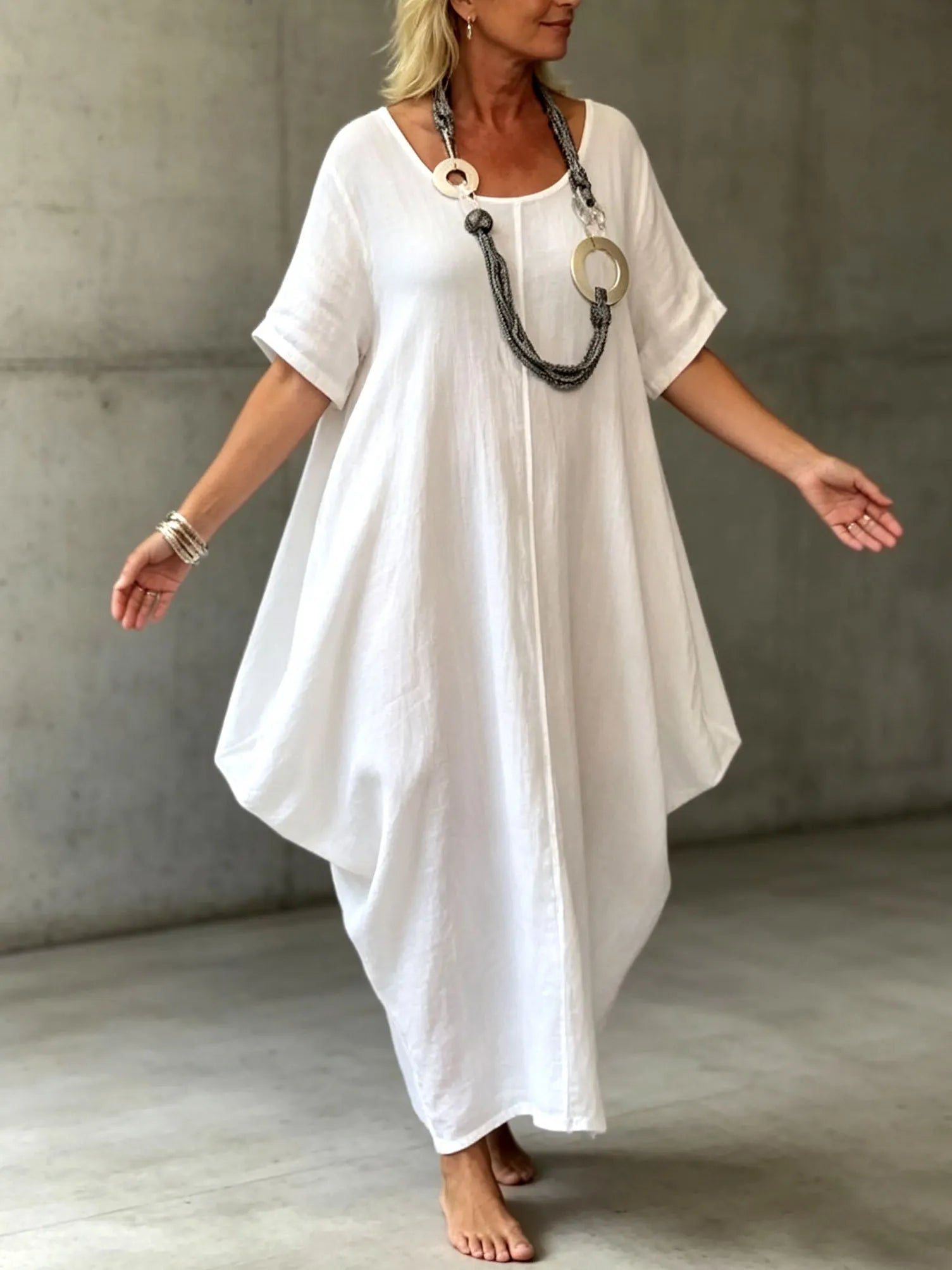 Bohemian Silhouette Design Two-way Cotton-linen Dress