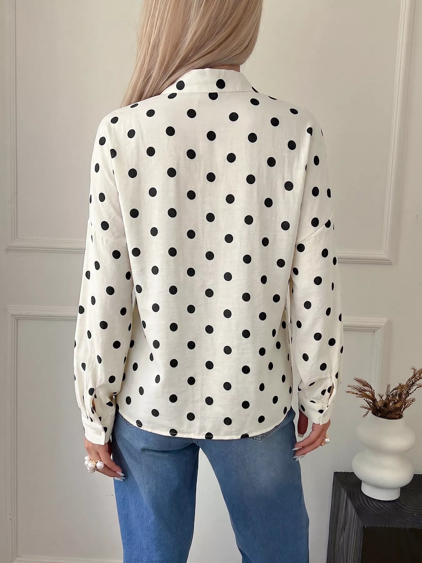 Polka Dot Button-Up Shirt