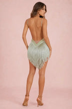 Asymmetric Fringe Dance Mini Dress