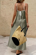 Spaghetti Strap Maxi Dress with Contrast Trim