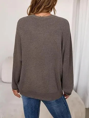 Women's Drop Shoulder Long Sleeve Fall Knit Pullover