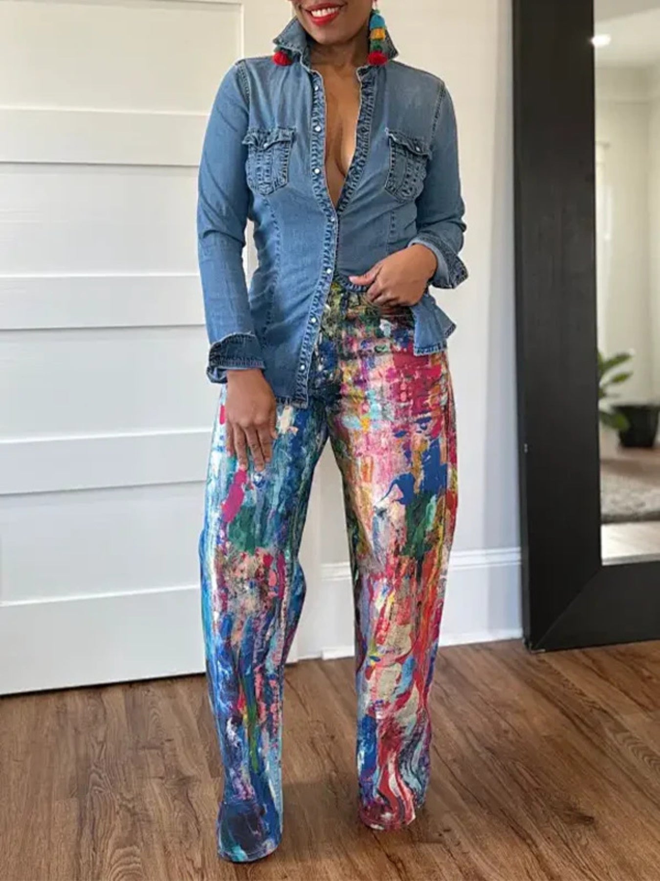 Painted Wide Leg Pants